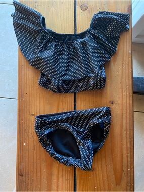 Albion Black and White Ruffle Kids Bikini